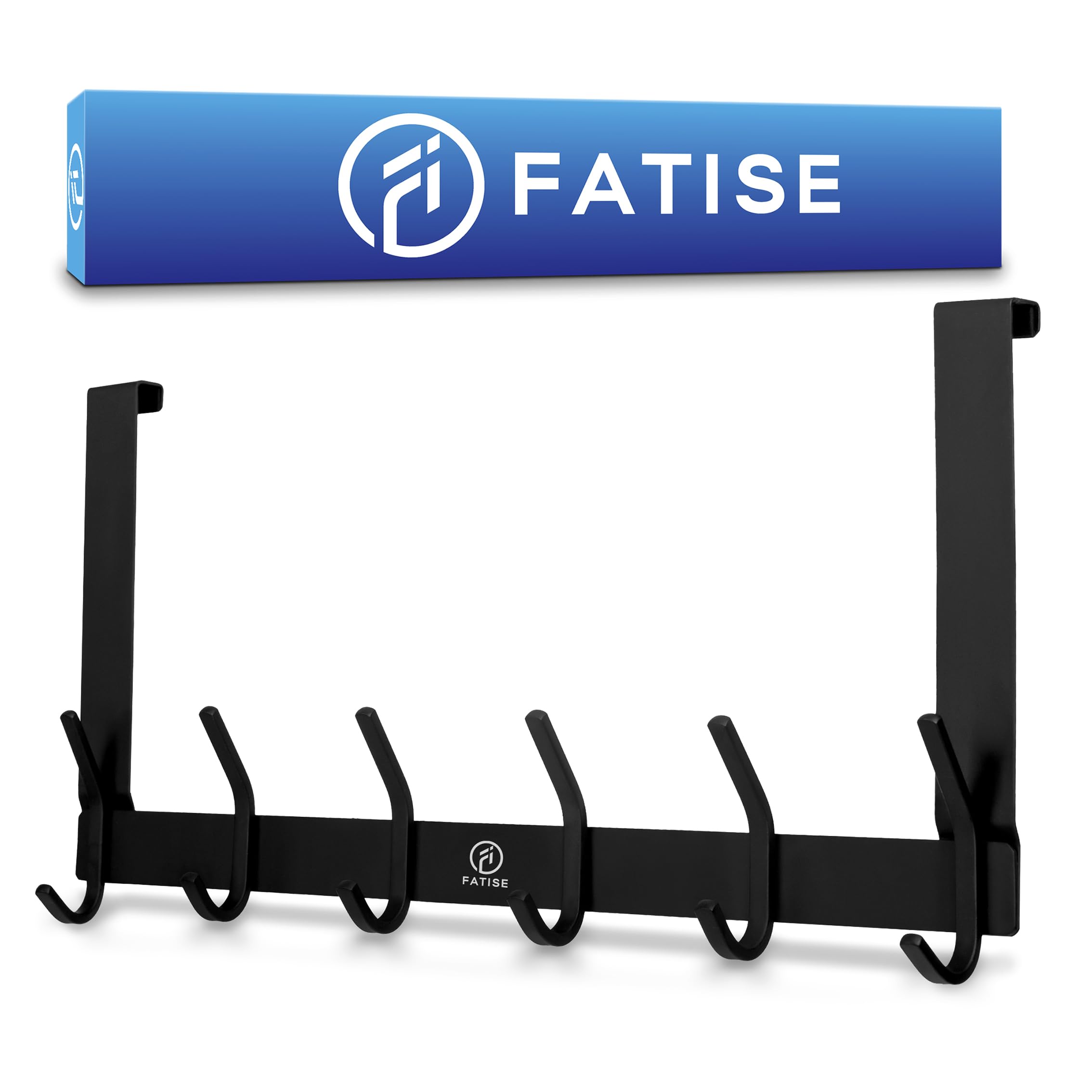 FATISE Türgarderobe Schwarz aus Edelstahl, Platzsparende & Robuste Türhaken Schwarz, Entwickelt für deutsche Türen, Flexible einsetzbare Kleiderhaken Tür ohne bohren