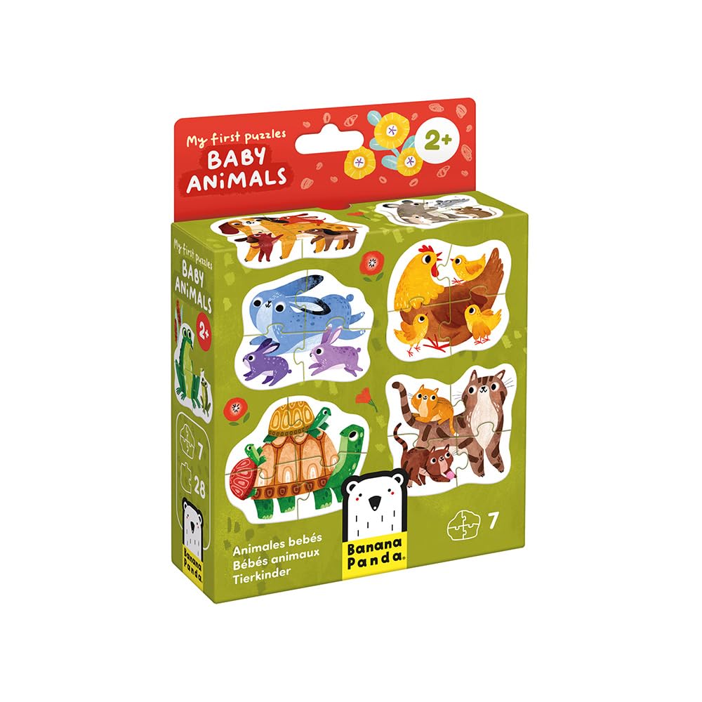 Banana Panda My First Puzzle – Baby Animals | 7 Colourful 4-Piece Puzzles for Toddlers | Educational Puzzle Toy for Age 2+ | Develop Vocabulary, Observation & Motor Skills