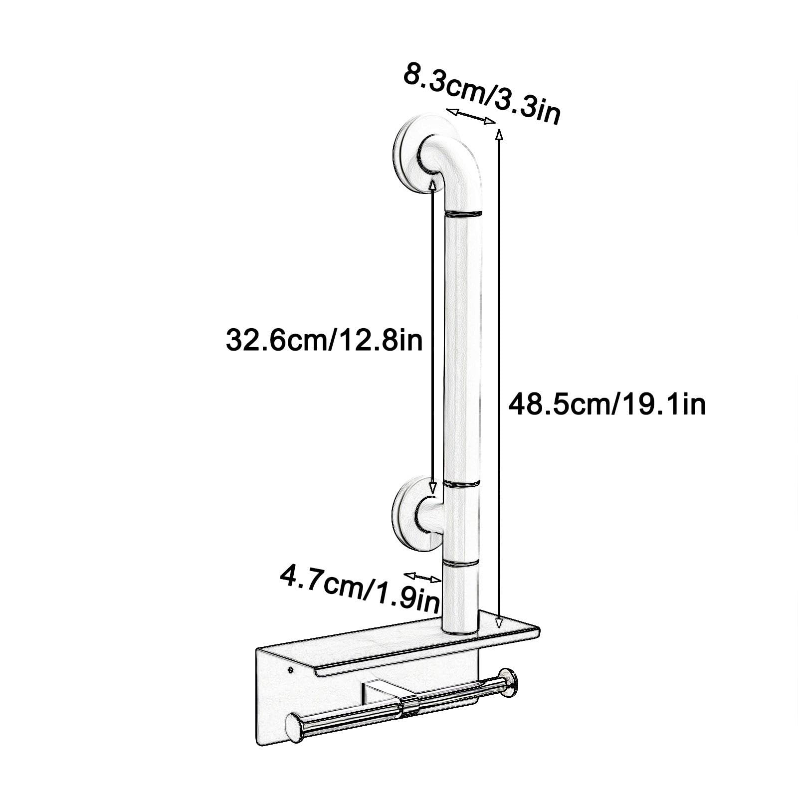 Maniglione Bagno con Ripiano, Acciaio Inox | Maniglione WC 3‑in‑1 con Portarotoli Doppio, Maniglia di Supporto a Muro, 150 Kg, per Anziani e Disabili(Gray)