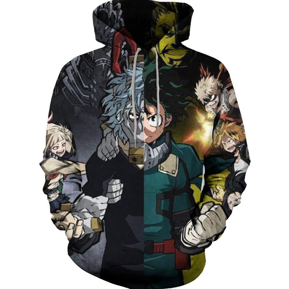 Wokanime My Hero Academia Hooded Hoodies Green Hair Boy Deku
