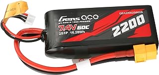 Gens ace 2S Lipo Battery 7.4V 60C 2200mAh Lipo Battery with XT60 Plug