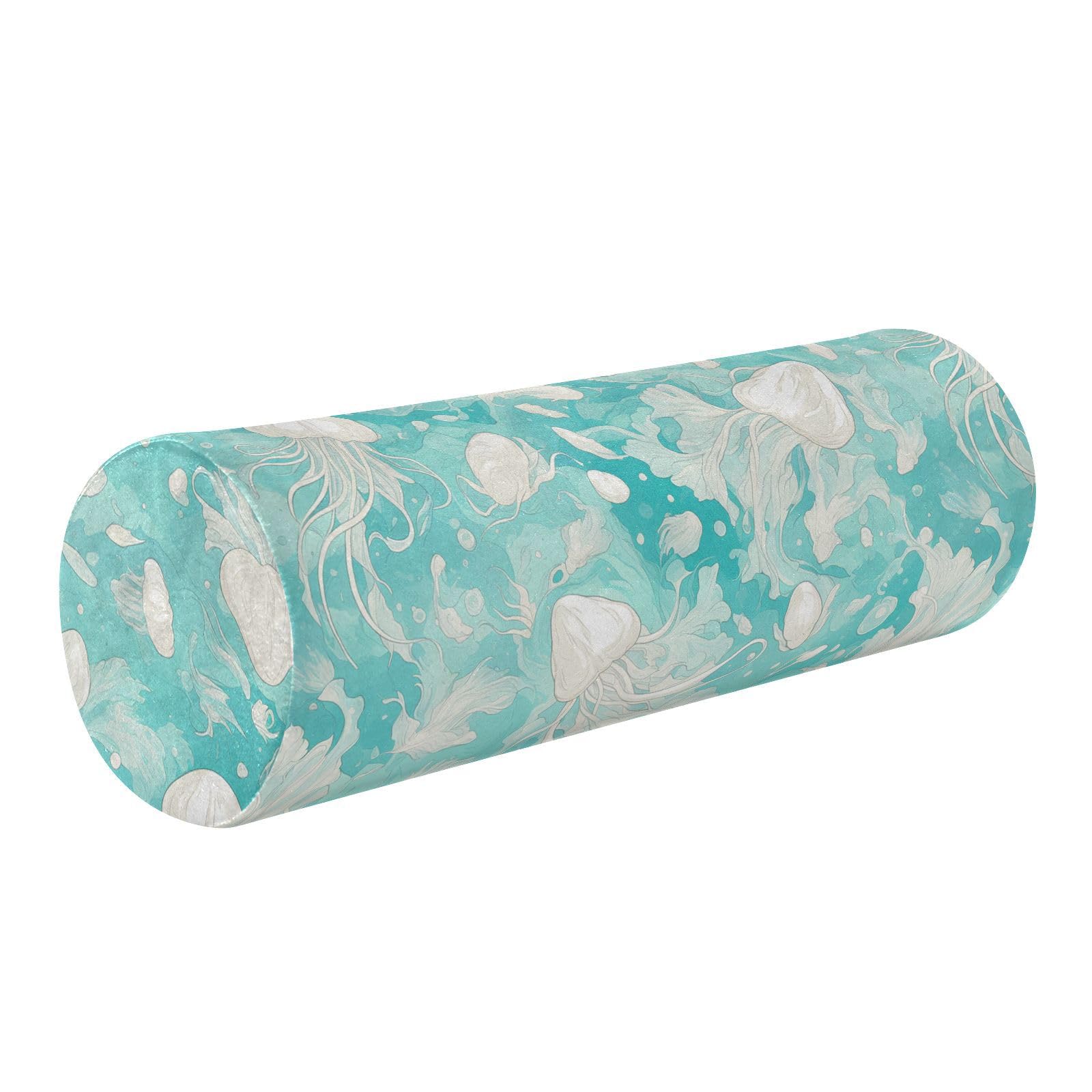 miaozhen Cartoon Cuttlefish Mint Green Neck Roll Covers with Zipper Pillow Knee Bolster Pillow for Legs almohada de Cuello para dormir 5.5''x17''