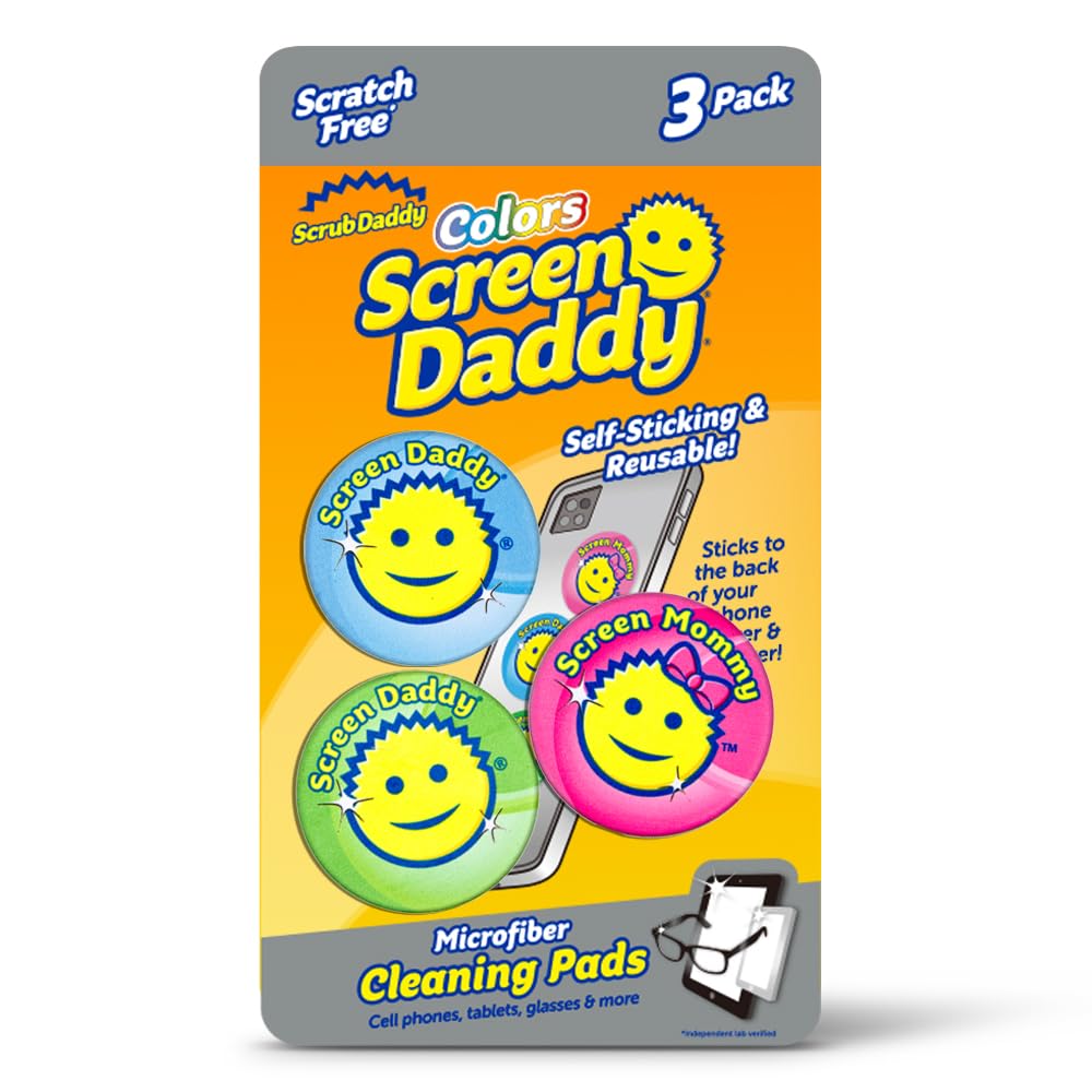 Scrub Daddy – Color Screen Daddy Microfiber Cleaning Pad for Electronic Screens – Scratch-Free Reusable – 3 Count