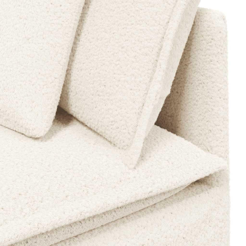 Sofá modular con cojín de tela en imitación de lana de cordero color crema, 317 x 217 x 64 cm, 4 piezas para salón, esquina acolchada versátil con marco de metal estable y cómodo