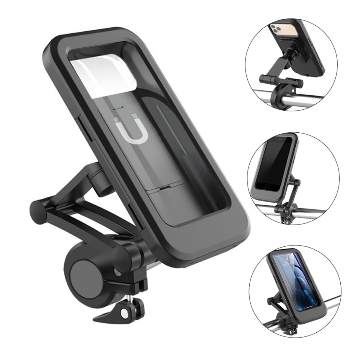 TOPBATHY 1pezzi Supporto Per Telefono Da Moto Adatto Bici e Moto Rotazione Di Saldamente Fissato Al Manubrio Compatibile La Maggior Parte Dei Cellulari e Custodie