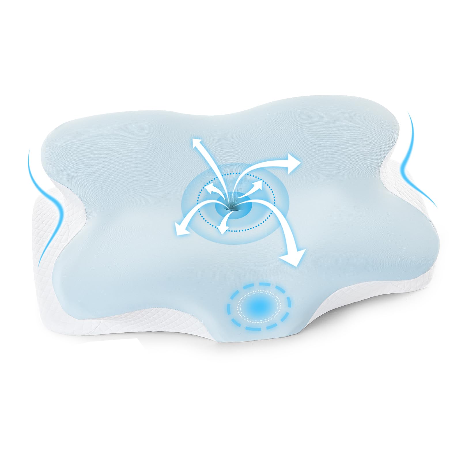 BRO Cervical Memory Foam Pillow for Neck and Shoulder Pain, Ergonomic Orthopedic Neck Support Pillow for Side Sleepers, Back, Stomach(60x40x13cm) (Cervical Pillow with 1 Blue Pillowcase)