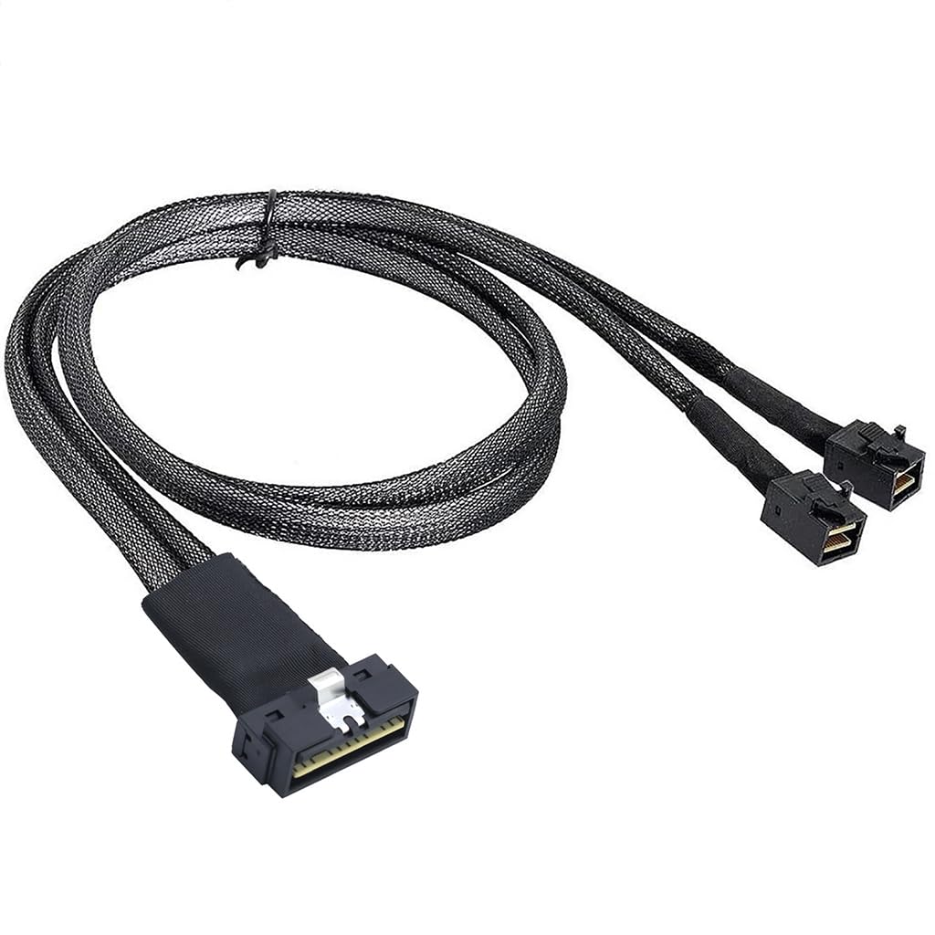 JMT PCIE Slimline LP Low Profile SFF-8654 8I to Dual SFF-8643 Cable 12G High-Speed Server Data Connection Cable (to 2* SFF-8643,50cm)