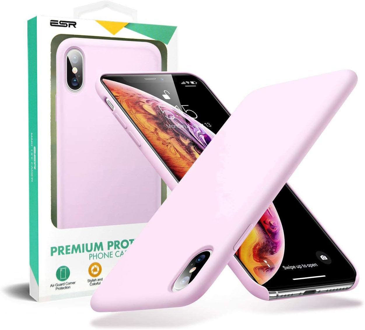 Apple iPhone XS ESR ESR Yippee Color Soft Silicone Gel Rubber Soft Microfiber Cloth Lining Cushion Case Cover - Pastle Pink
