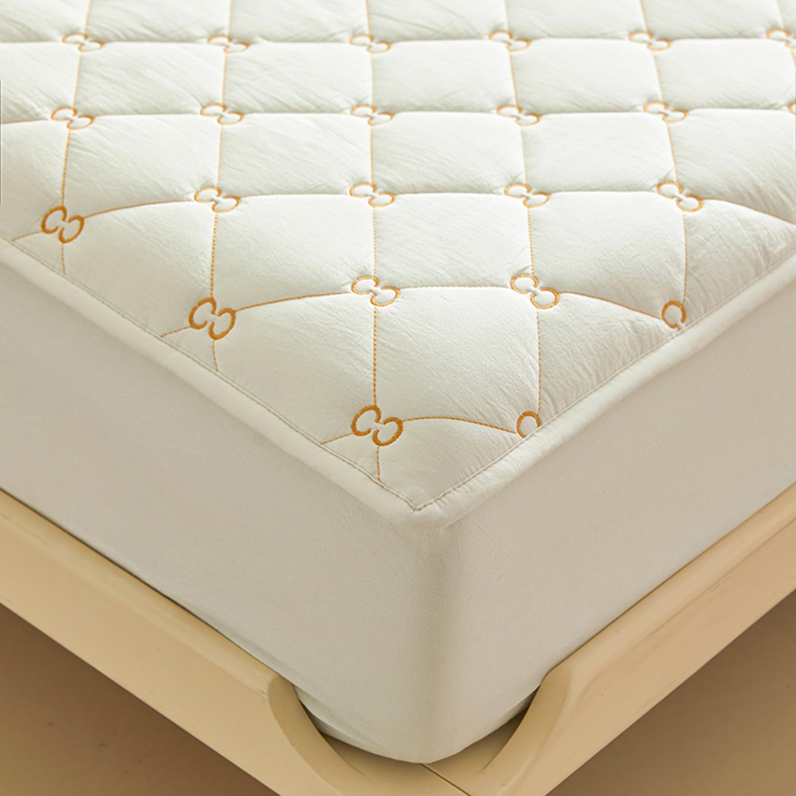 Alèse Protege Matelas 160x190/200 Bonnet 30cm Protégé/Protège Matelas 2 Personnes 70x140,80x200,140x190/200 Surmatelas Matelasse,Broderie,Respirant,Lavable,Coton,Housse/Couvre Matelas (90x190cm,White)
