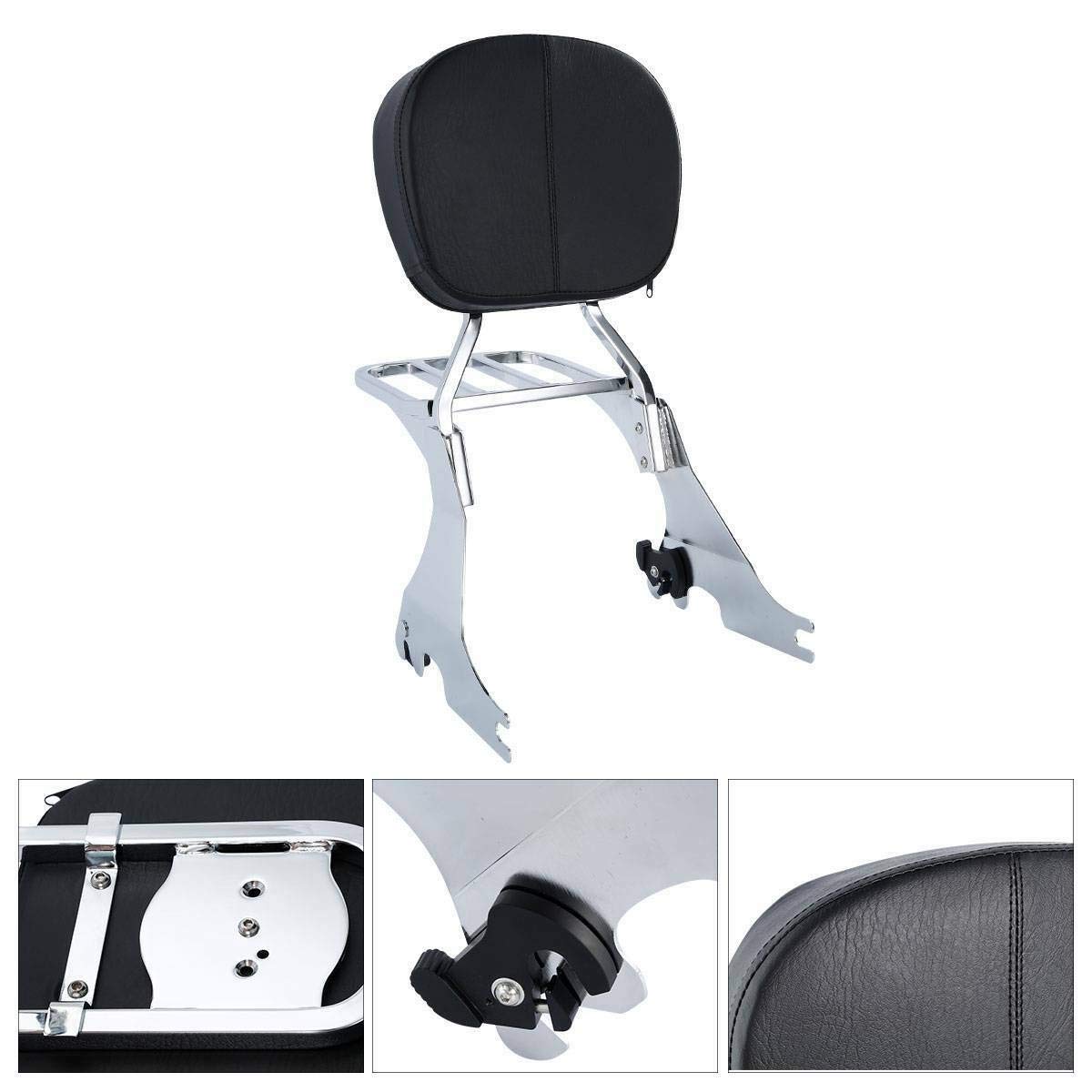 TCMT Portapacchi cromato con schienale Sissy Bar compatibile con Harley Sportster 883 XL883 2004-2022 SuperLow 2011-2019 1200T XL1200T 2014-2017 Sportster XL1200L 2006-2011 Forty Eight XL1200X 2010