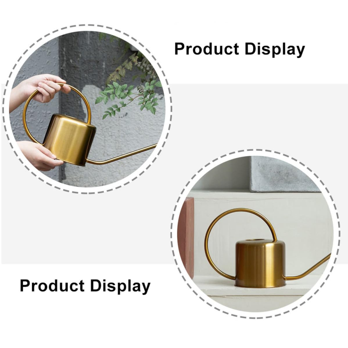 Toddmomy Regadera Metálica de Acero Inoxidable de 1300ml Diseño Portátil Fugas para Jardinería en Casa, Regadera Práctica y Clásica Color Dorado