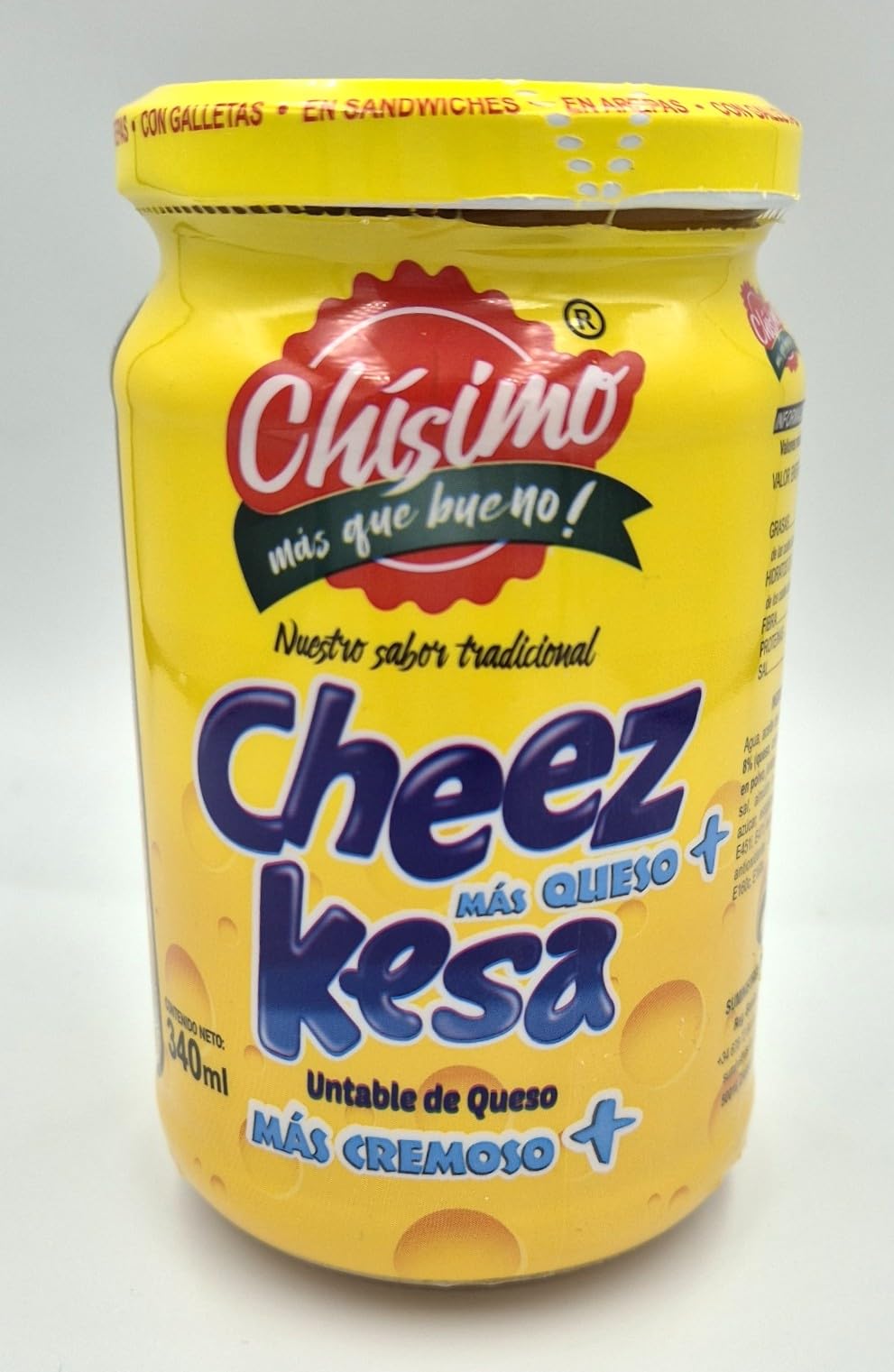 Chísimo. Cheez Kesa Venezuela. Untable de Queso Cheddar. Envase de 340 ml