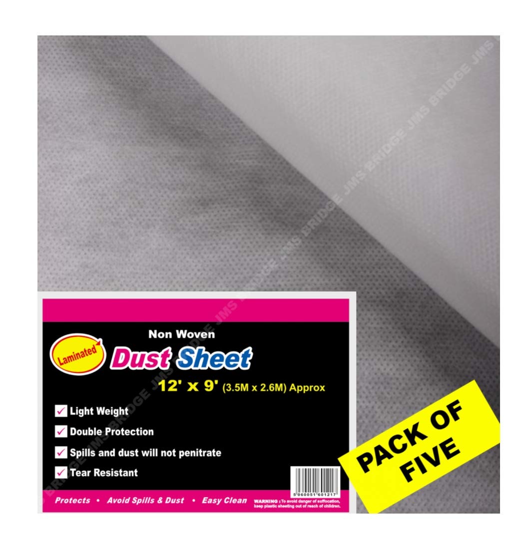 Jms Bridge 5 X Polythene Backed Non Woven Dust Sheets 12Ft X 9Ft / 3.50M X 2.60M (5Xnw129)