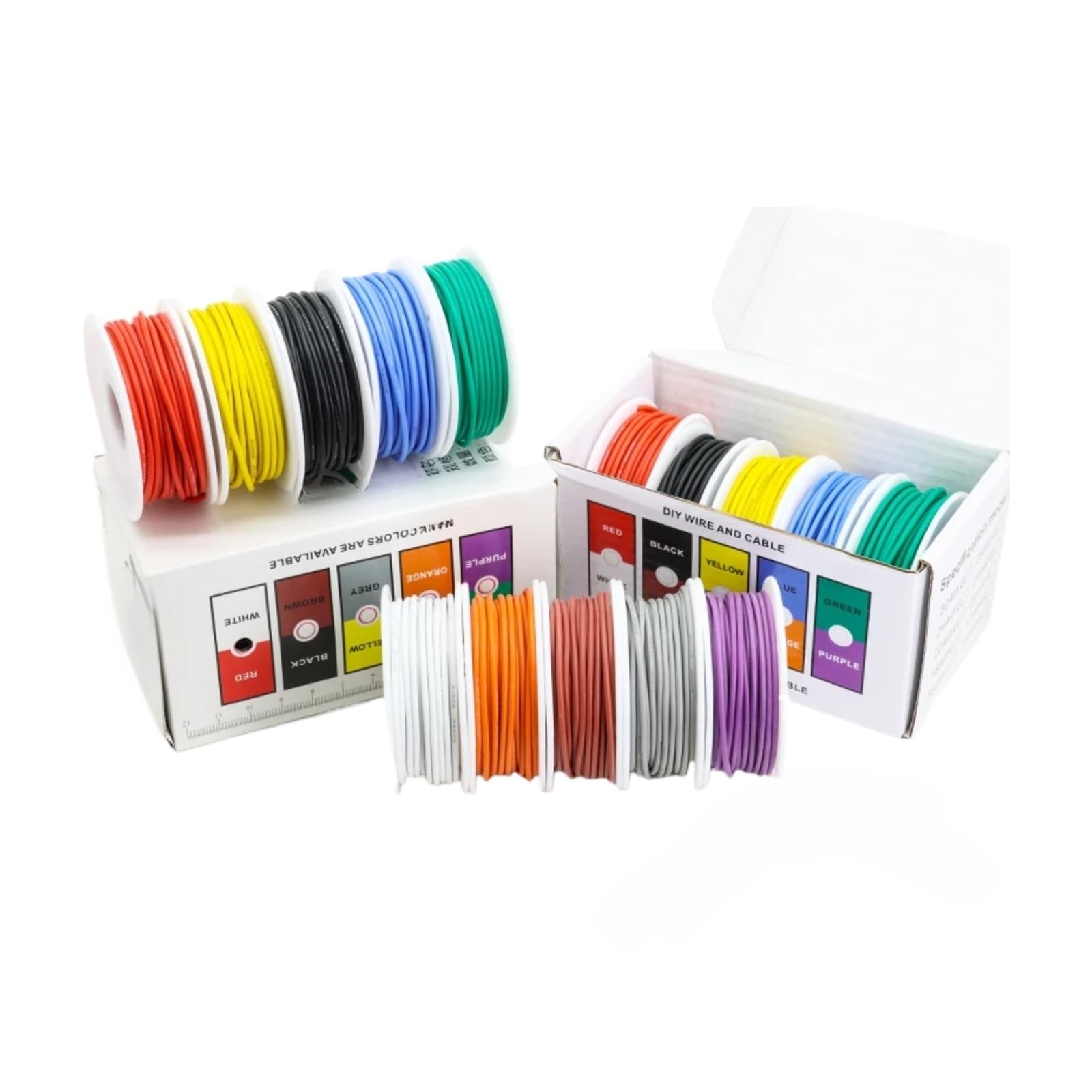 Cavi elettrici 5 color 30/28/26/24/22/20/18/16AWG(Boxed 2; 28AWG x10m x5 rolls)
