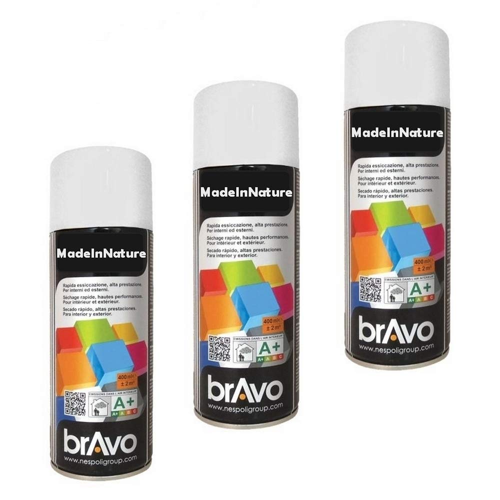 MadeInNature - Lote de 6 botes de pintura blanca brillante, aerosol Nespoli, 400 ml, 6 unidades