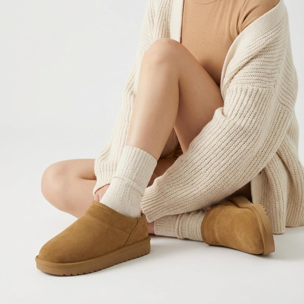 CUSHIONAIRE Hilo-3 Cozy Suede Womens Slippers, Soft Faux Fur Lined Slip On House Shoes for Women with Cushioned Memory Foam - Image 2