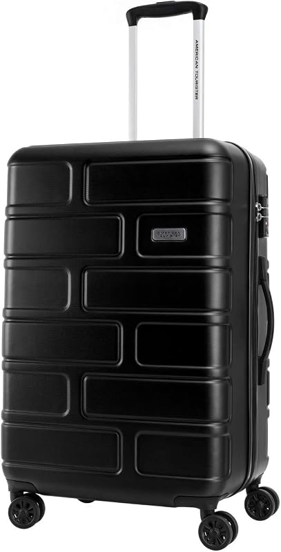 American Tourister Bricklane Hard Cabin Luggage Trolley Bag, Jet black, 68cm