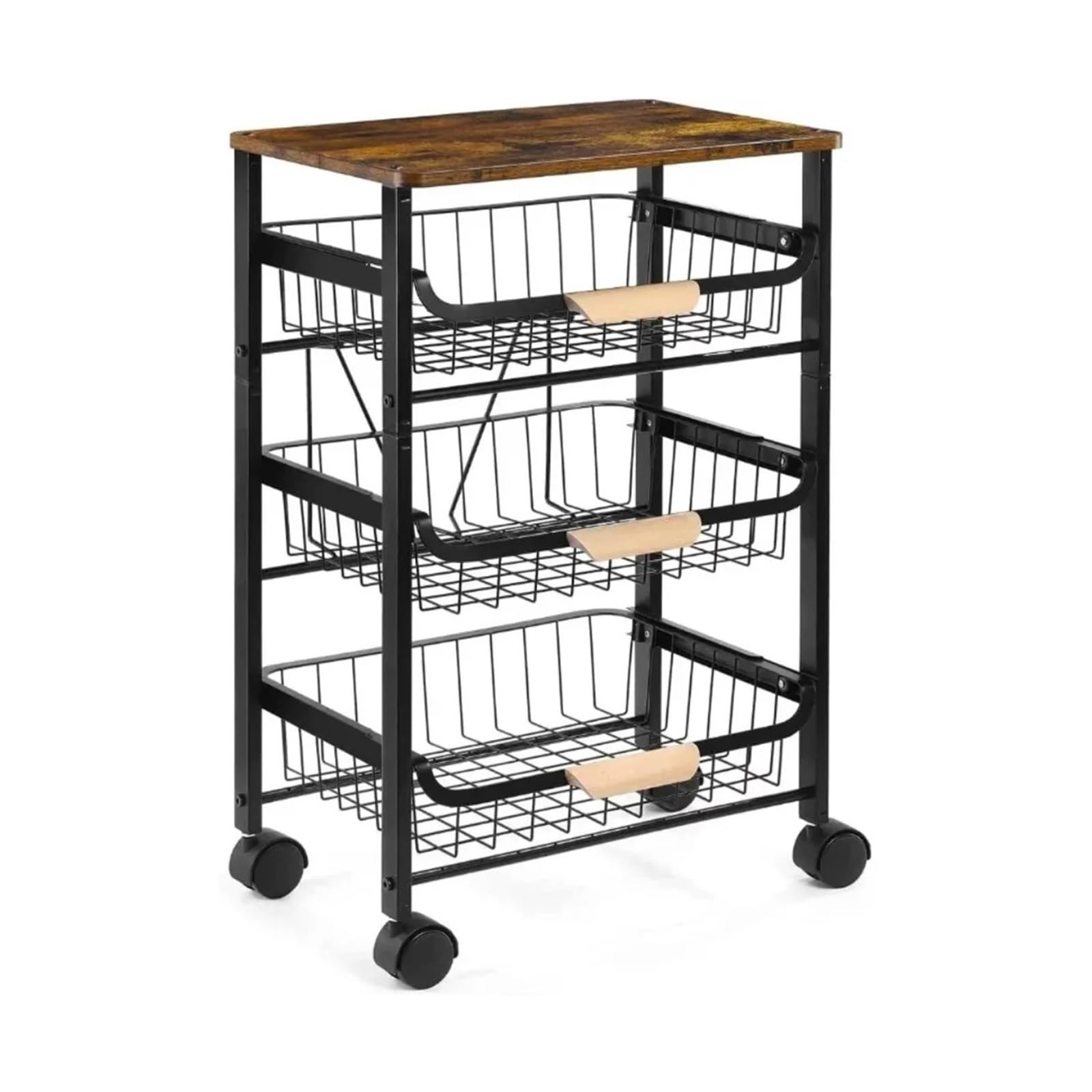 FZL02068LM Serving Trolleys Rolling Utility Cart,Fruit Storage Basket,Kitchen Serving, Furniture Organization