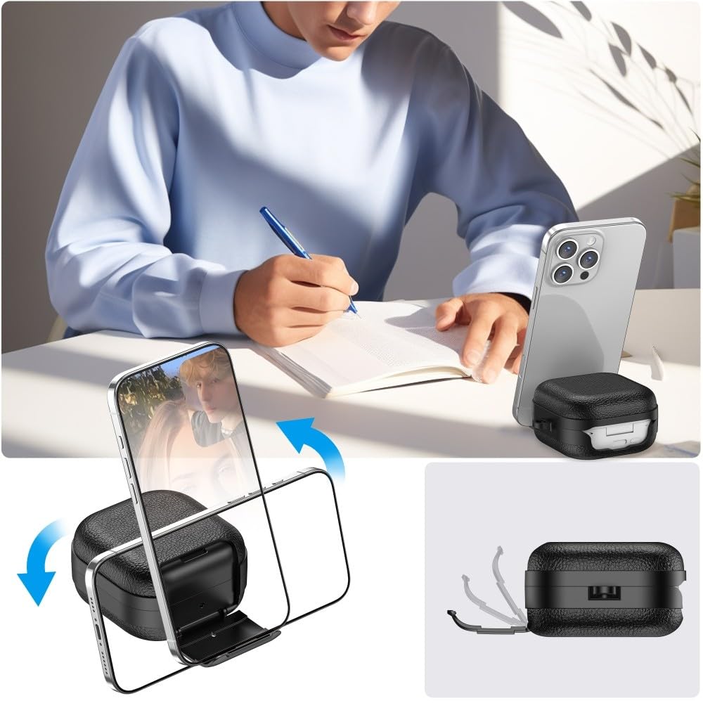 Generic Étui compatible avec Samsung Galaxy Buds3 (Couleur : Blanc) Antichoc Cuir Béquille Coque Complète Silicone