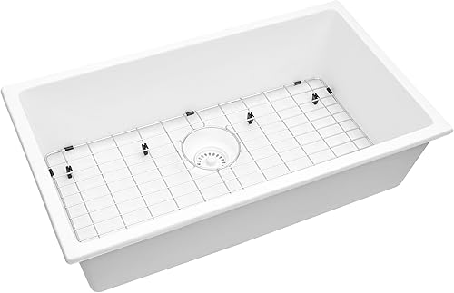 Miniatura 7 de Fregadero de cocina blanco de montaje inferior, fregadero de cocina blanco de 31 pulgadas, fregadero de cocina de 31 × 18 de un solo cuenco,