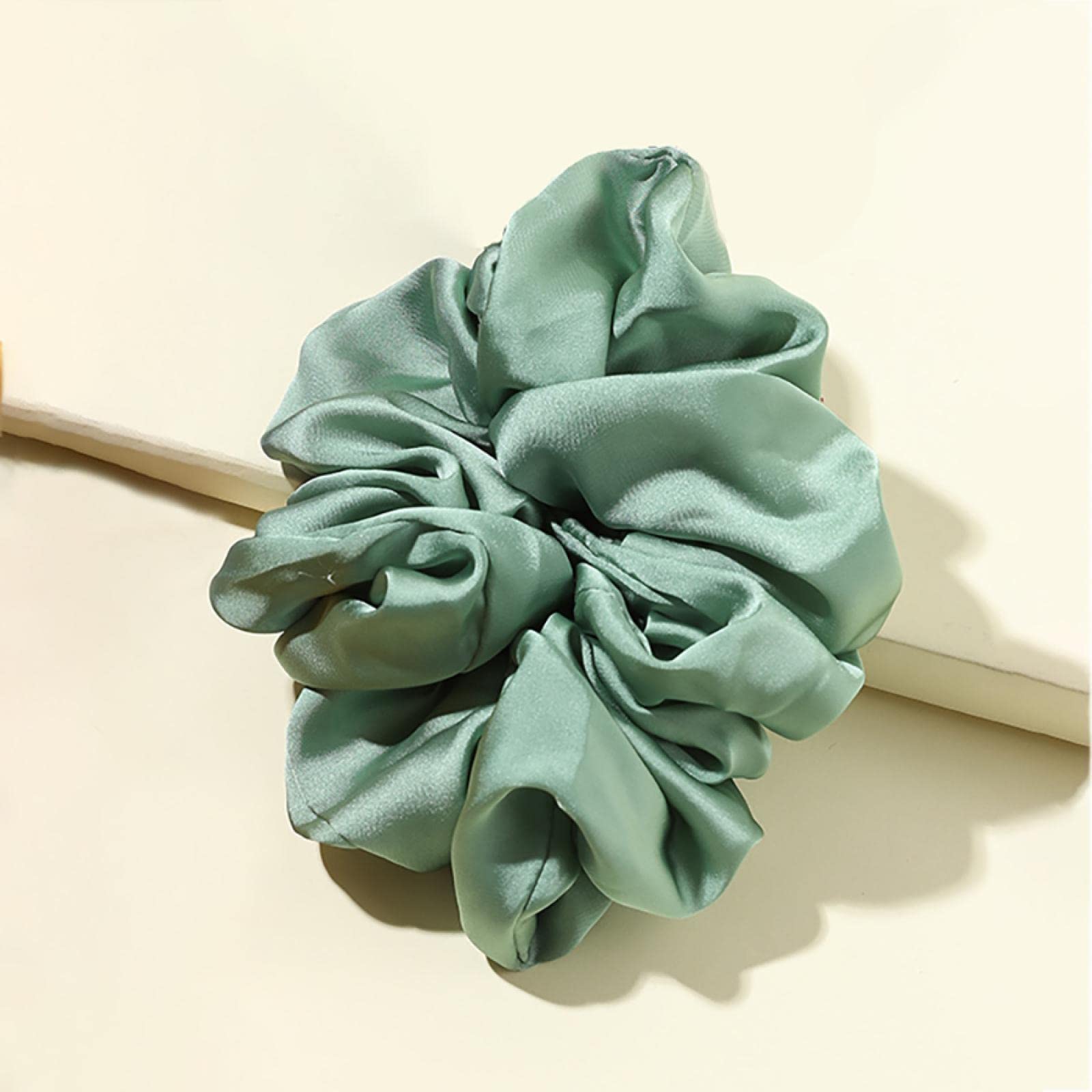 Akcesoria do włosów Ponadgabarytowe jaskrawe kolorowe gumki do włosów Kobiety Silk Scrunchie Elastyczne opaski do włosów Dziewczyny Nakrycia głowy Donut Grip Loop Kucyk Holder (Jasnozielony)