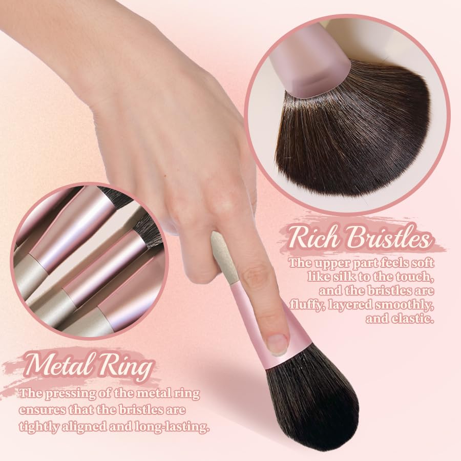 Miniatura 4 de Fantasticlady Juego de 12 brochas de maquillaje, base sintética de alta calidad, correctores de polvo, sombras de ojos, brochas de maquillaje con