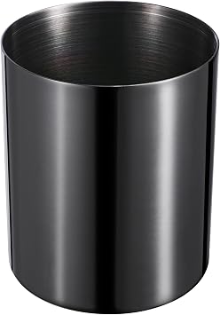 Black Stainless Steel Pencil Holder,Decorative Pen Pot Holder Desk Organizer,Office Decor Pen Cup,Student Pen Jar,Simple Pen Mug,Toothbrush Holder,Makeup Brush Holder for Vanity.