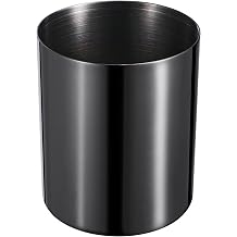 Black 304 Stainless Steel Round Pen Holder   Heavy Gauge 1.2mm Desk Organizer for Pens & Stationery, Makeup Brush & Beauty Tool Storage