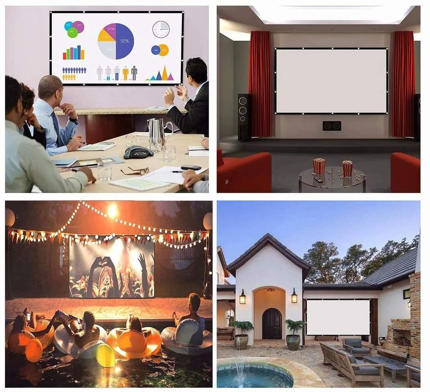 Image of SAVSOL 150 Inch 16:9 HD Projector Screen, Portable Widescreen Foldable Anti-Crease Indoor Outdoor Projector Movies Screen for Home Theater Support (131 inch (W) x 74 inch (H))