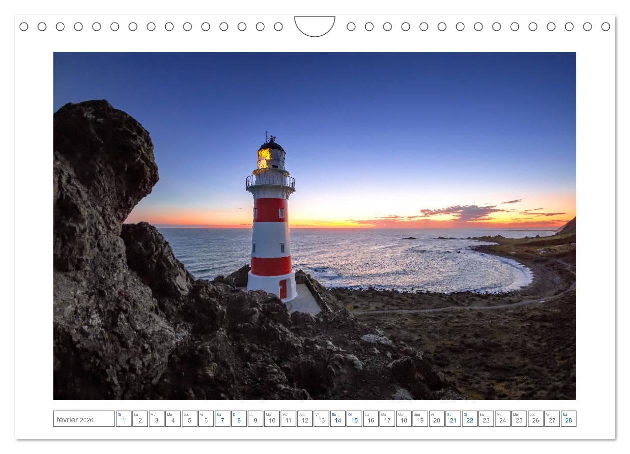 Phares de Nouvelle-Zélande (Calendrier mural 2026 DIN A4 vertical), CALVENDO calendrier mensuel: Les plus beaux phares de la côte néo-zélandaise.