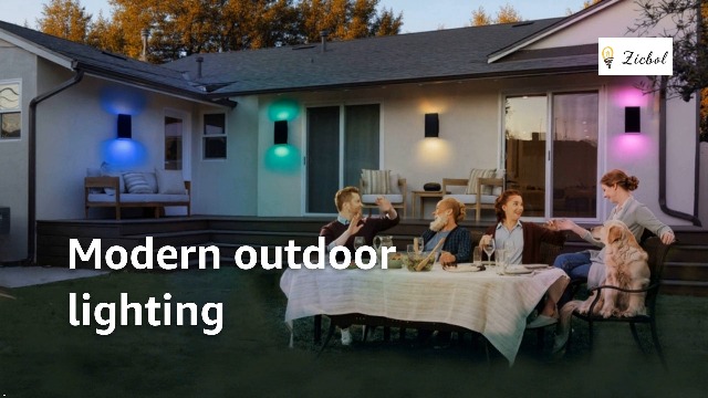 Image of 10 inch RGB Modern Outdoor Wall Light Color Changing Outdoor Sconce Lights with Remote Control or App Control, Black Up and Down Exterior Lighting Fixtures for House Garage Patio Porch