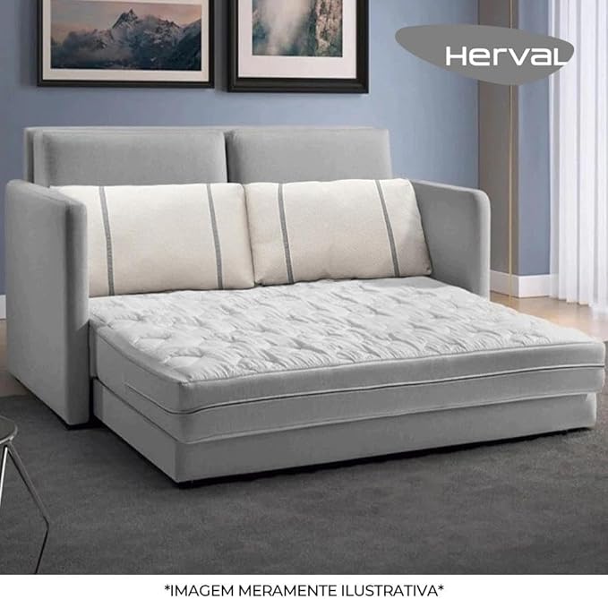 Ver imagem 1 de Sofá Cama Casal 2 Lugares Herval Aurora Linho Premium 146x194x75cm