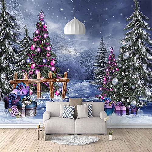Toile murale auto-adhésive paysage de cèdre de Noël - 2