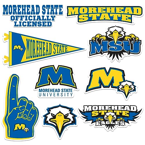 Image of Morehead State University 8ct Vinyl Large Deluxe Stickers Variety Pack - Laptop, Water Bottle, Scrapbooking, Tablet, Skateboard, Indoor /Outdoor - Set of 8