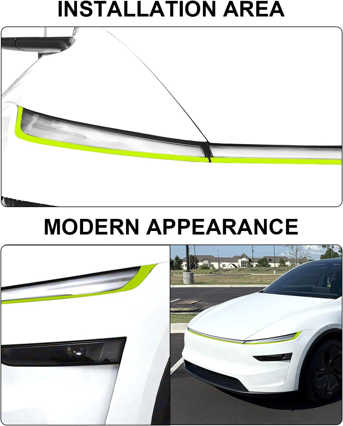 for Tesla TPU PPF Paint Protective Film Model Y Juniper 2025 2026 Headlight Trim Stickers Clear Car HD Scratch Exterior Model Y Juniper Accessories Headlights Trim Film Green