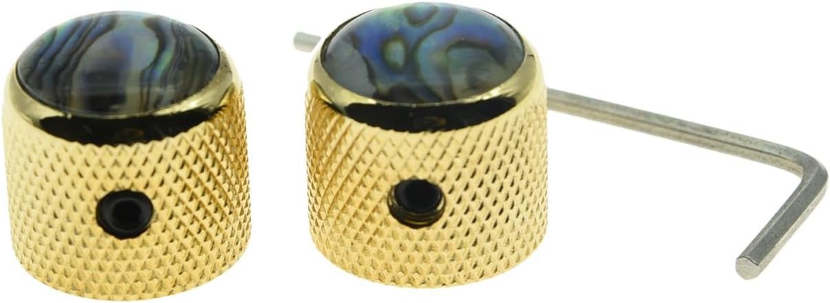 Dopro 2pcs Gold Tele Telecaster Abalone Top Guitar Dome Knobs Bass Knobs with Set Screw and Wrench