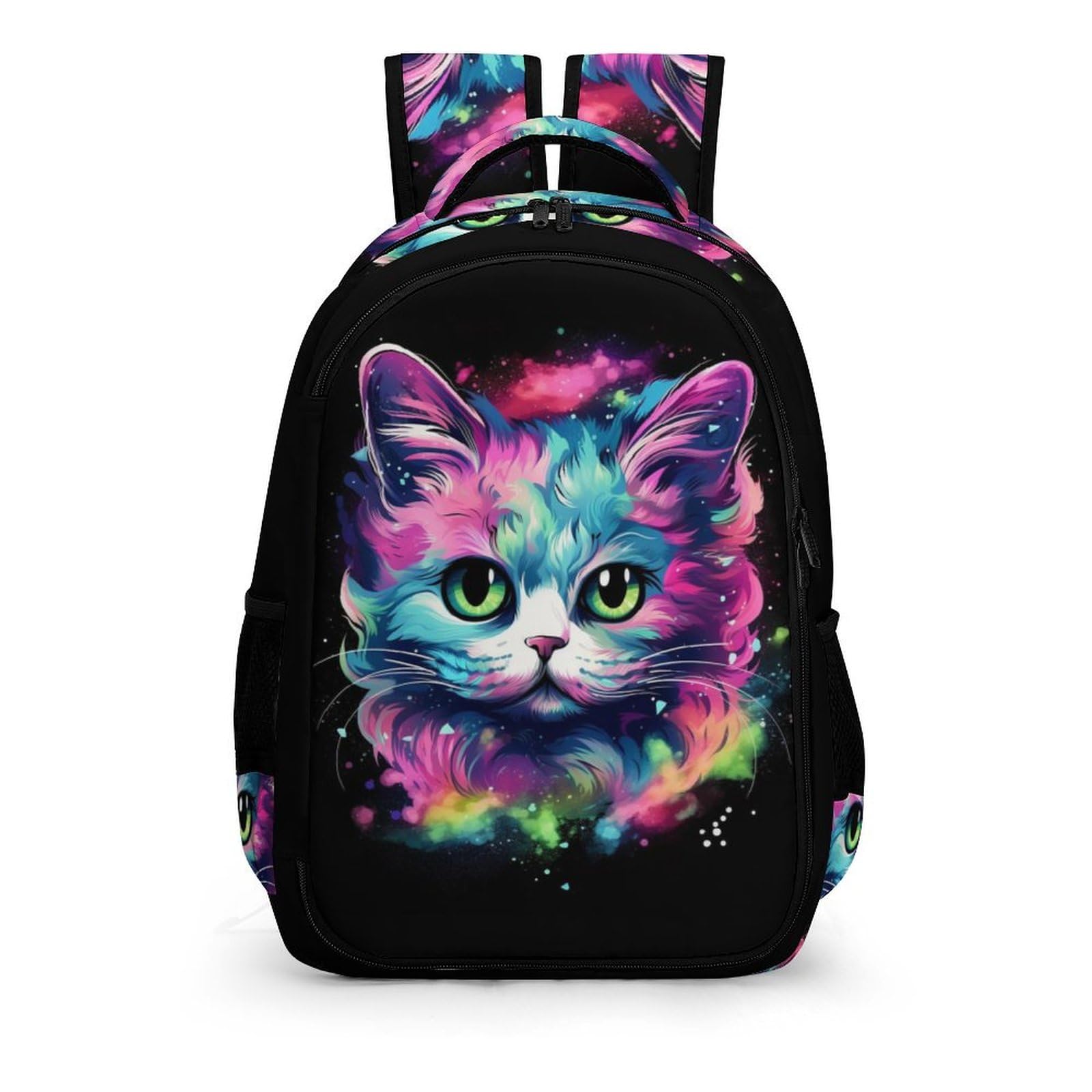 Gato Colorido Mochila Para El Colegio Estudiantes Infantil Mochila Escolar Personalizada Para Estudiantes De Secundaria, Impermeable Y Resistente Al Desgaste.