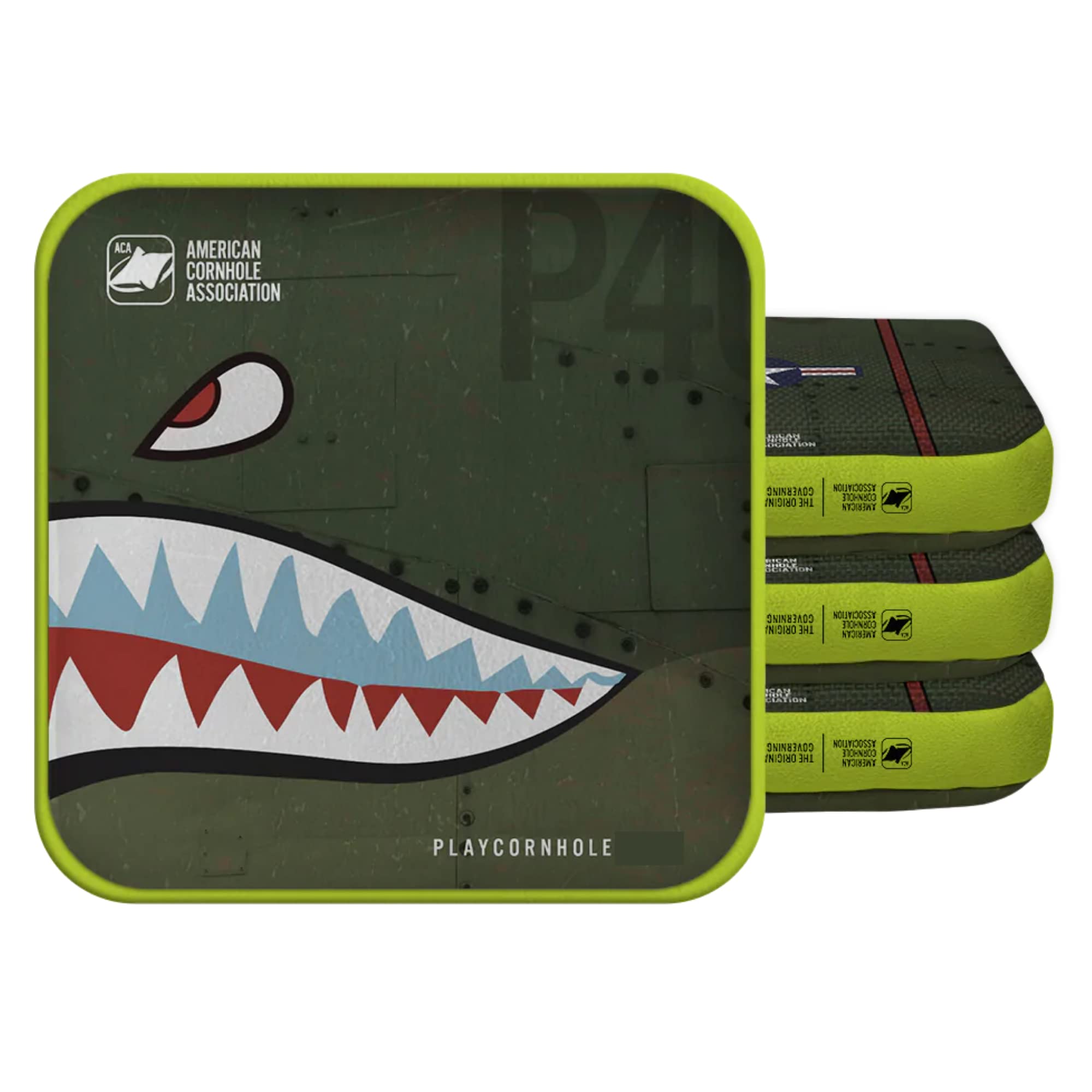 ACA Synergy Edge Professional Cornhole Bags Dual Sided 6x6 Bomber Green