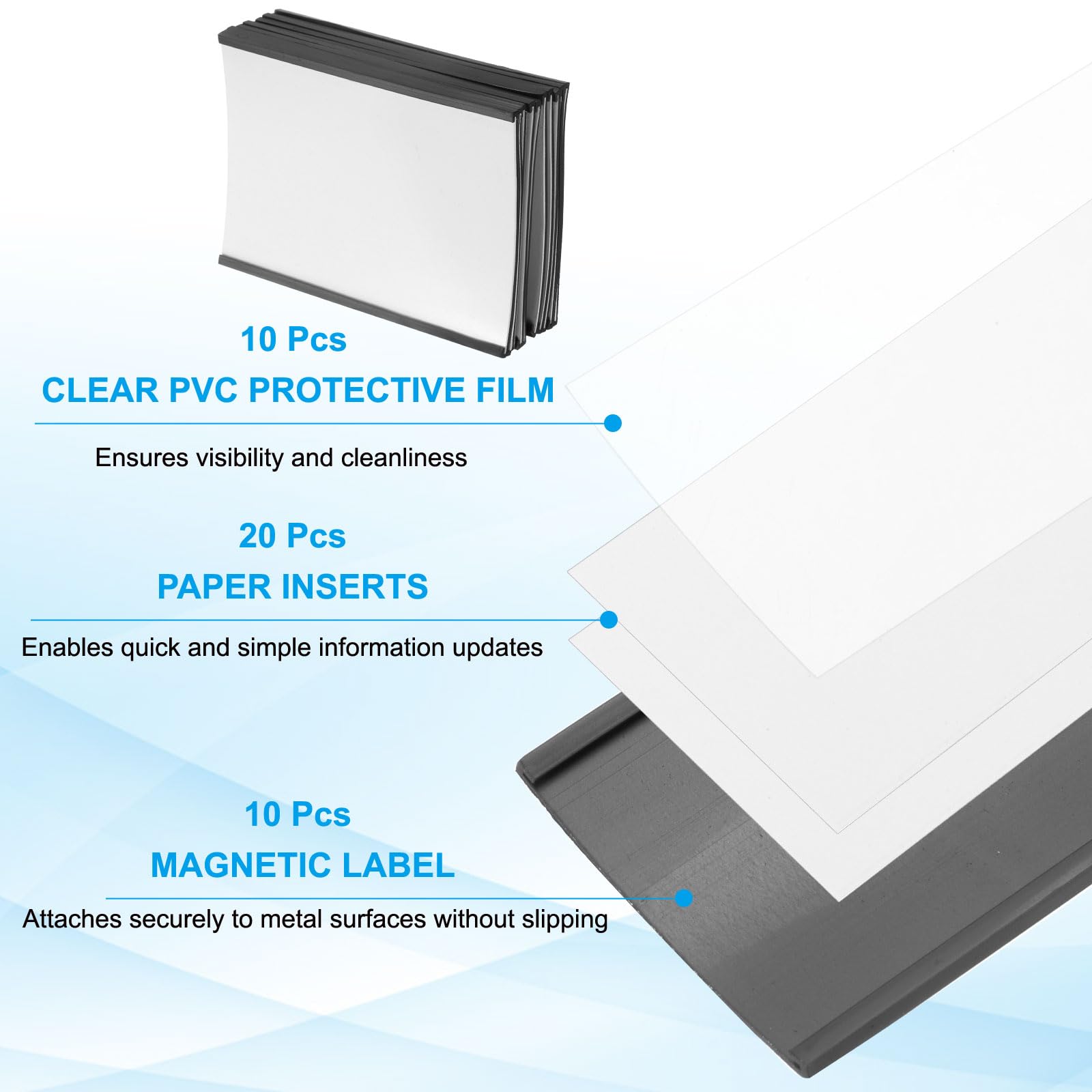PATIKIL Magnetic Label Holder 4" x 3" with Paper Inserts - Image 3