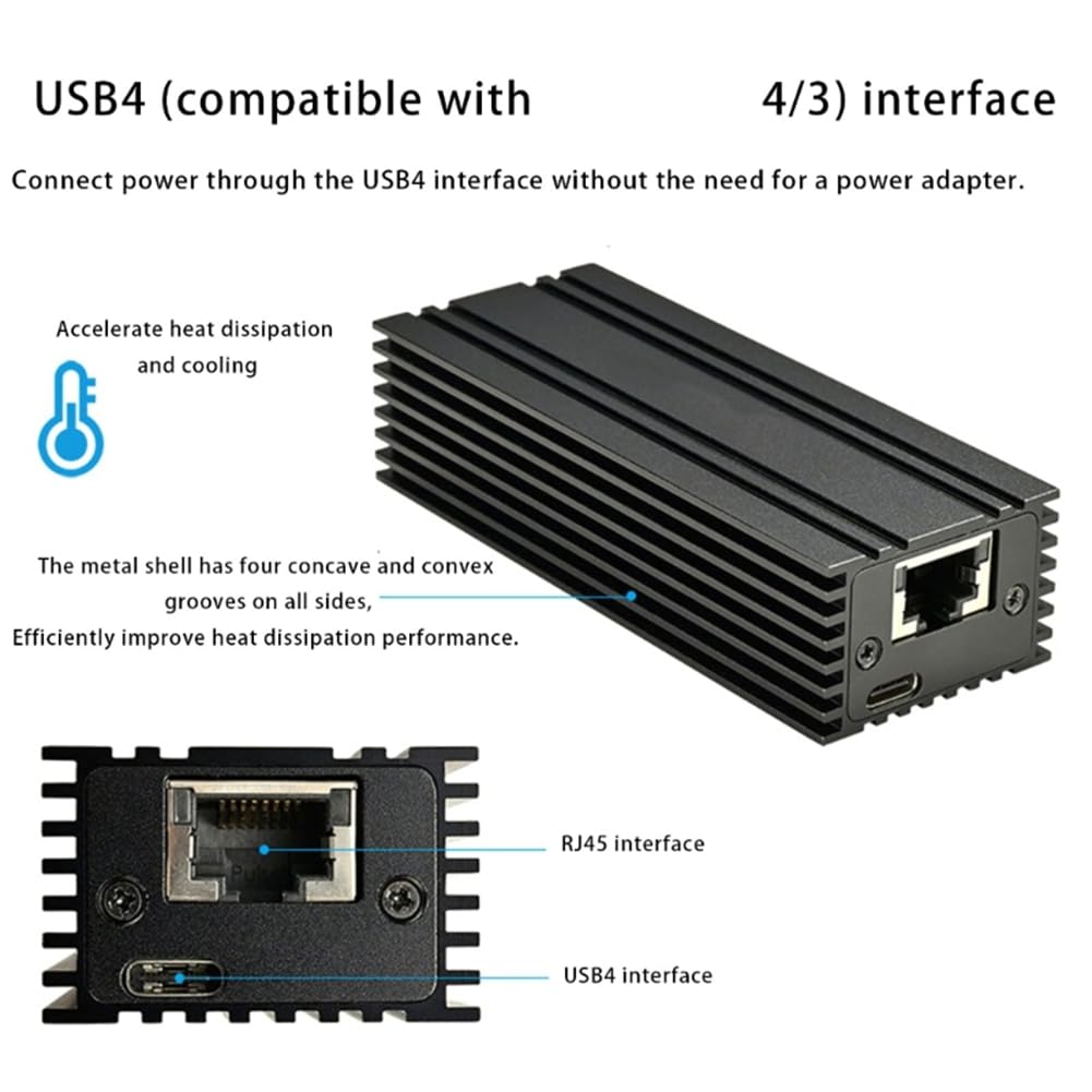 Carte réseau Ethernet USB4 10 Gbit/s Connexion Internet rapide pour vendeurs mondiaux 3/4 10 Go