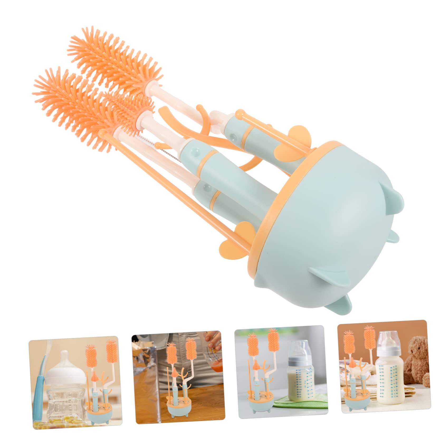 Set de Cepillos para Limpieza Profunda de Biberones y Pajitas con Mango Extendido, Material Silicona y TPE, Adecuado para Viaje y Cuidado de Botellas de Ñiño