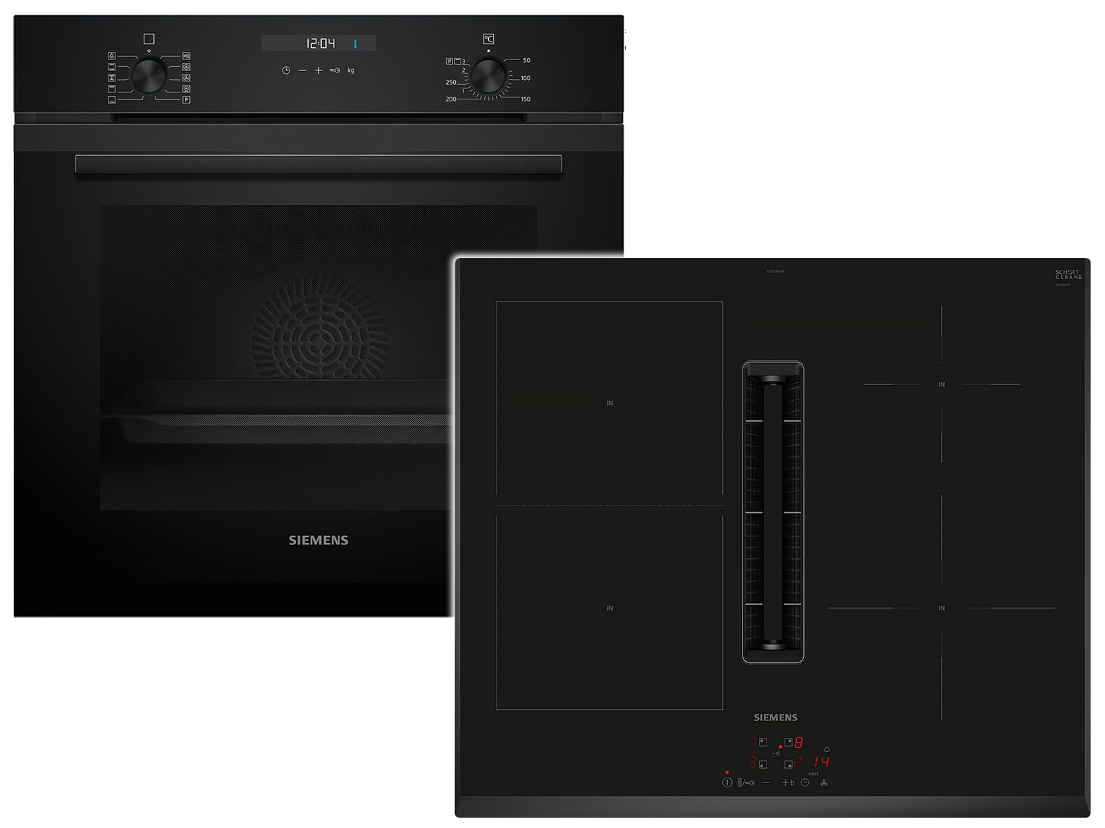 Siemens Set EQ526EA6BZ Set Backofen Deep Black Inox HB237GBB3 + Induktionskochfeldabzug ED651BS16E