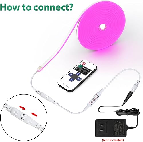 Miniatura 6 de Lamomo Tira de luces LED RF, control remoto inalámbrico de cuerda de neón con conector de CC, atenuador de 10 niveles para tira de luz LED de neón