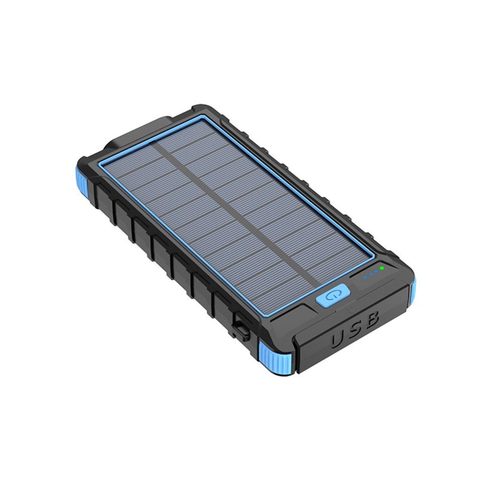 Banca di energia Solare Caricatore Portatile di Grande capacità Banca di Alimentazione Esterna LED Caricatore Solare Impermeabile Batteria 20000Mah, Blu