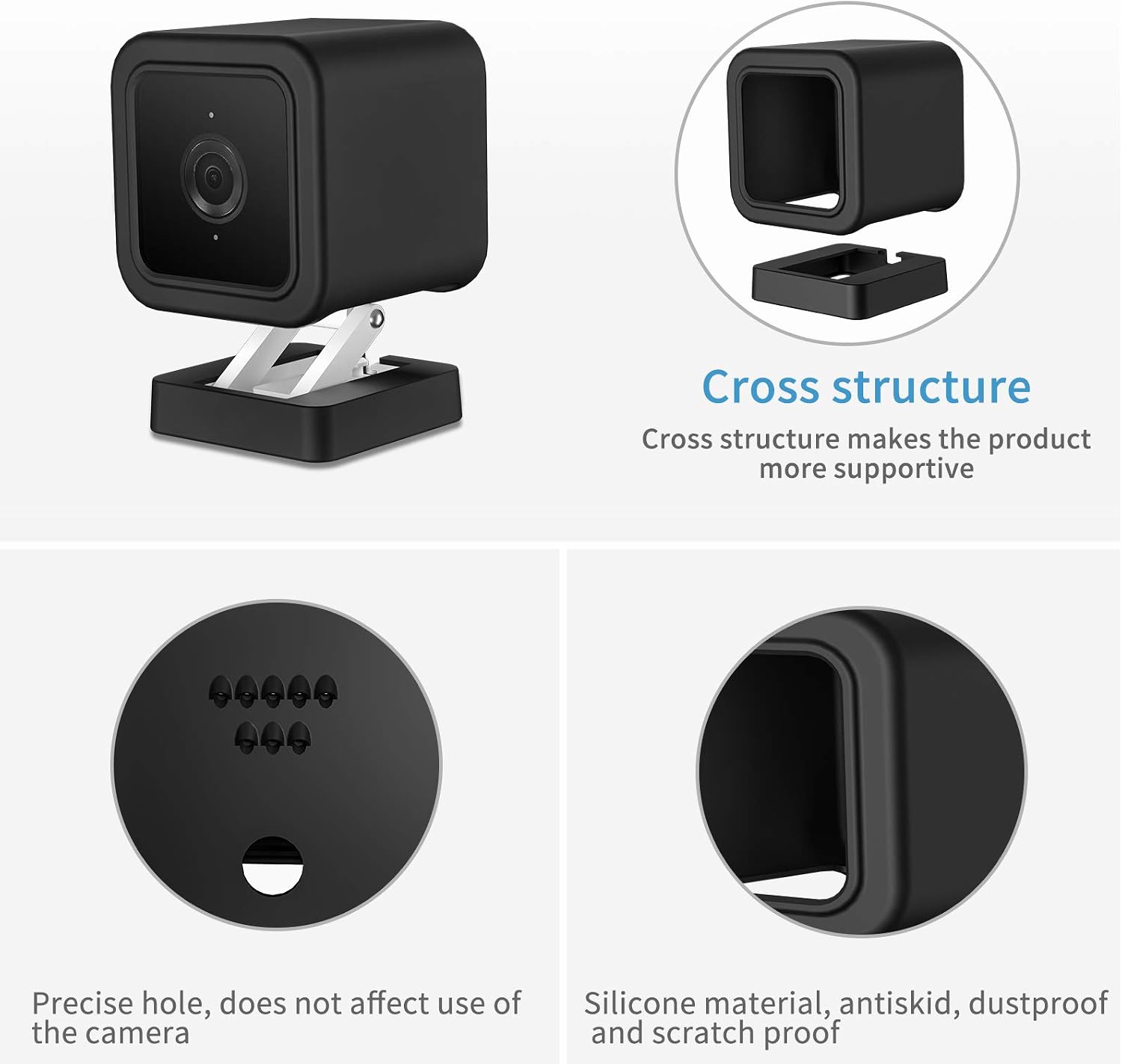 Discount 70% HOLACA Silicone Skin for Wyze Cam v3- Come with Quick Wall Mount Bracket - Anti-Scratch Protective Cover - Extra Protect Wyze Cam v3 Camera