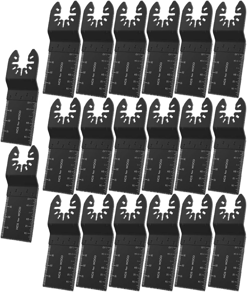 Nuyikaso 20 Pcs 40mm Multi Tool Blades Wood Oscillating Saw Blades Multitool Accessories Kit Universal Cutter Quick Release Compatible with Fein Multimaster Makita DeWalt Bosch Dremel