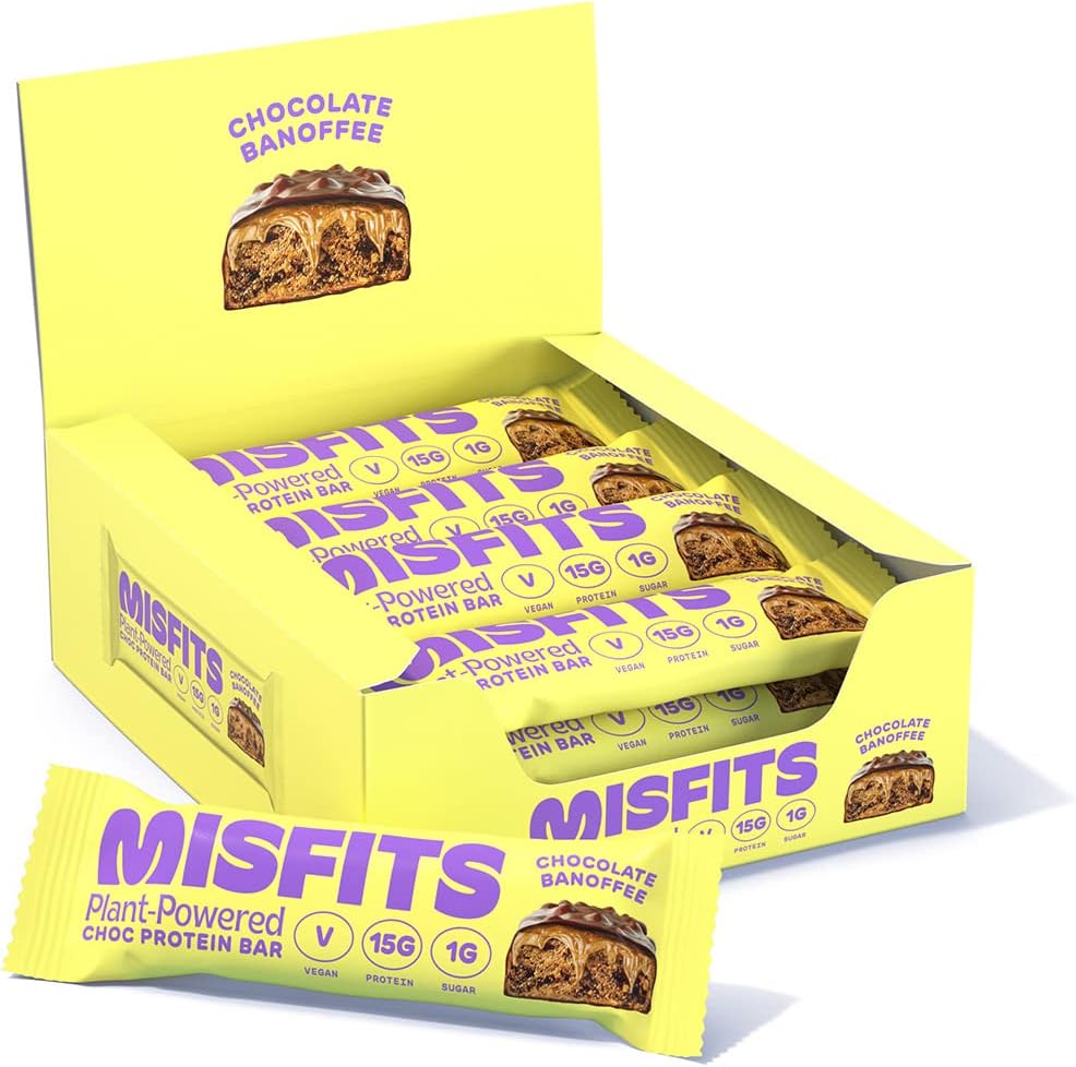 Misfits Vegan Protein Bar, Banoffee (12 x 45g) 100 Plant Based High