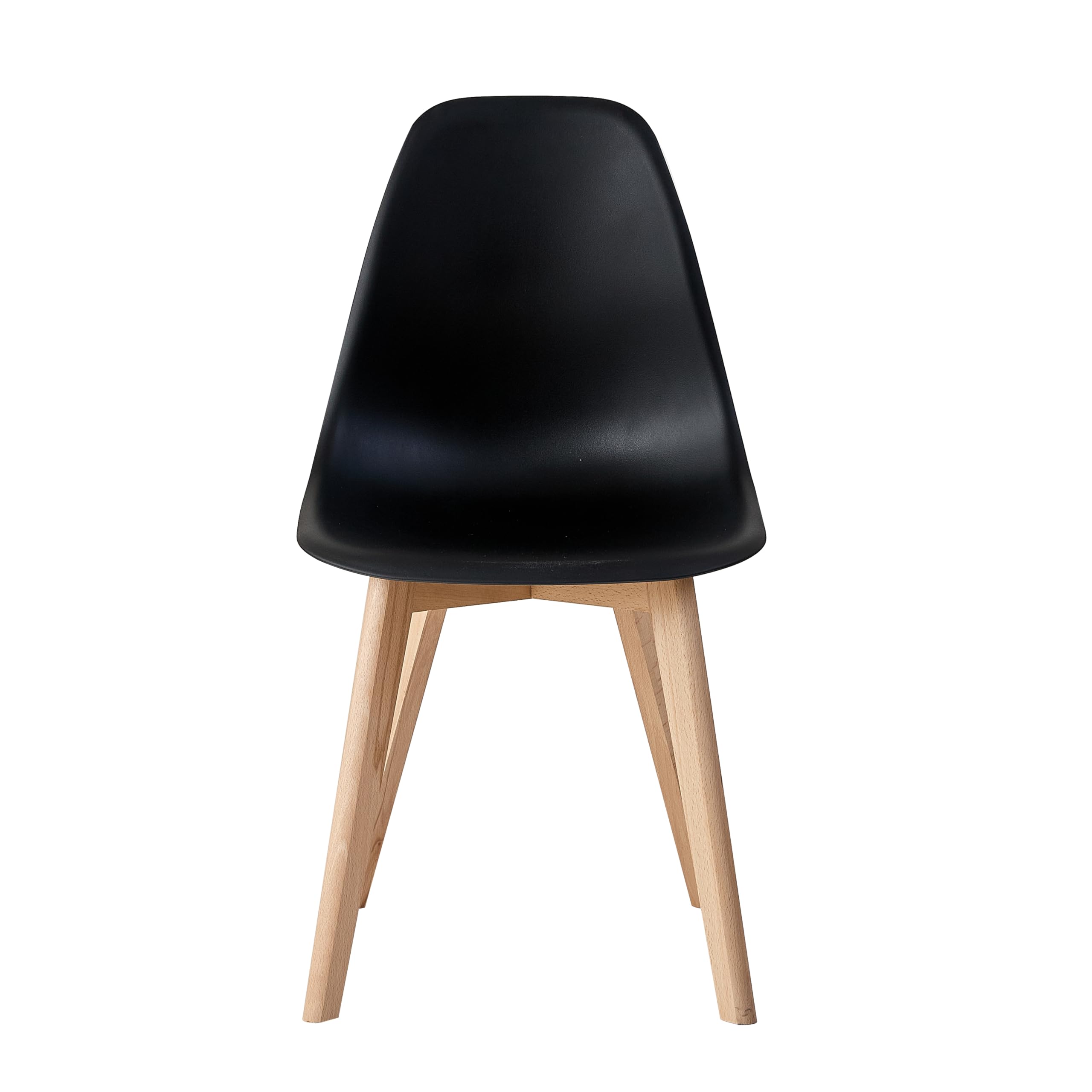 BenyLed Set di 4 Sedie da Pranzo Moderna Sedia Laterale con Sedile in PP e Gambe in Legno di Faggio ideale per Sala da Pranzo, Cucina, Soggiorno, Camera da Letto (Nero)