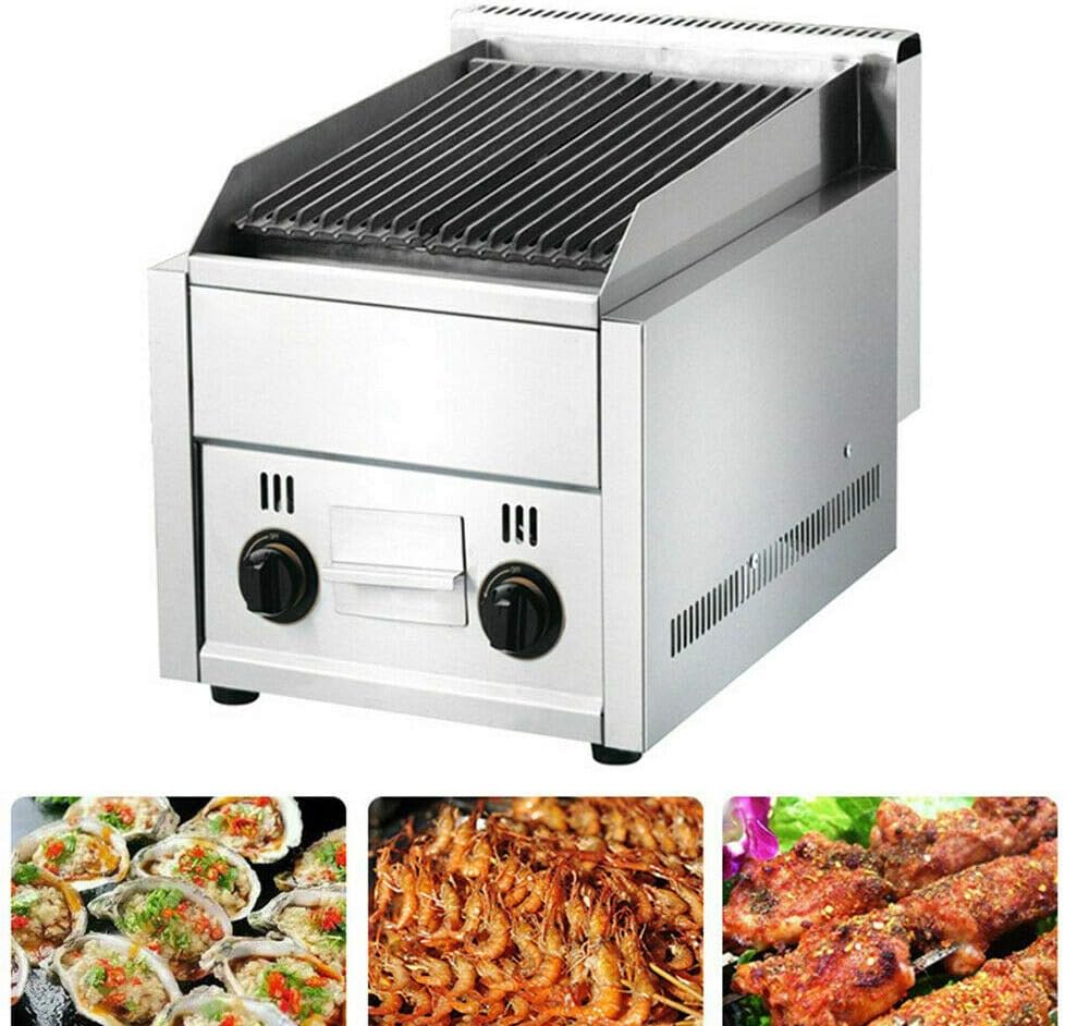 Gas Grill, Radiant Gas Charbroiler, 12" x 15" Heavy Duty Commercial Countertop Gas Grill Stainless Steel for Restaurant BBQ 60TU/hr