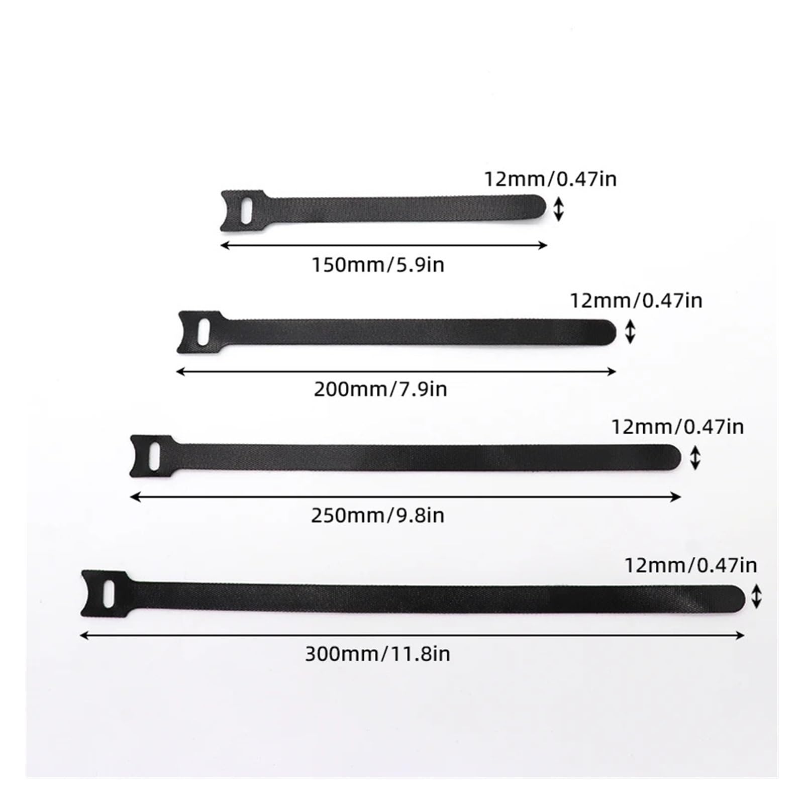 Fascette for cavi rilasciabili Organizzatore di Nero 15 20 25 30 cm Cinghie con gancio in nylon Avvolgere zip Fascio Fasciatura Cravatta Chiusura in plastica(300 pieces,300mm)